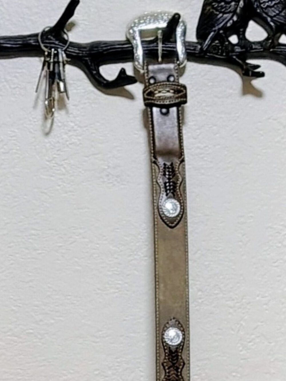 Mens Western Leather Belt size 38 - Picture 3 of 5